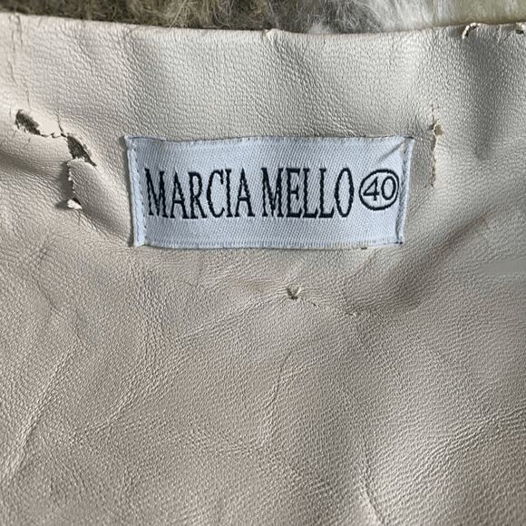 Marcia Mello Faux Fur Vest Brown Beige White Size 40 Open Front Boho Topper - Picture 8 of 12